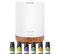 ASAKUKI 300ml Aroma Diffuser with 6 * 10ml Essential Oil Sets, Ultrasonic Cool Mist Essential Oil Diffuser with 7 Colour Lights, Timer, Auto Shut-Off, Quiet Operation for Home Bedroom Office