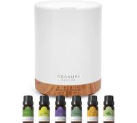 ASAKUKI Diffuser 300ml with 6x10ml Essential Oils Set, Essential Oil Diffuser Ultra-Quiet with 7 Colour Lights, Auto Shut-Off for Home Bedroom Office, Ultrasonic Cool Mist Aroma Diffuser Gift Set