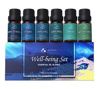 ASAKUKI Essential Oil Blends Gift Set, 6x10ml Well-Being Oils for Diffusers