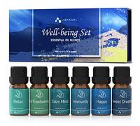 ASAKUKI Essential Oil Blends Gift Set | 6x10ml Well-Being Oils for Diffusers, Relaxation & Sleep | Calm Mind, Sweet Dreams, Happy, Relax, Air Freshening & Immunity | Aromatherapy Kit for Home Use