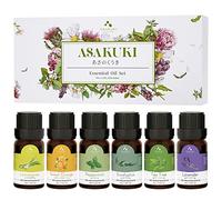 ASAKUKI Essential Oils for Diffusers for Home, Top6 Essential Oil Aromatherapy Gift Set 6 * 10 ml- Lavender, Eucalyptus, Lemongrass, Tea Tree, Sweet Orange, Peppermint