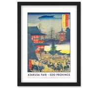Asakusa Fair Edo Province Utagawa Hiroshige Japan Woodblock Classic Collection Artwork Framed Wall Art Print A4 Artery8 Black One Size