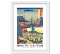 Asakusa Fair Edo Province Utagawa Hiroshige Japan Woodblock Classic Collection Artwork Framed Wall Art Print A4 Artery8 White One Size