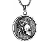 AsAlways Ancient Greek Spartan Warrior Helmet Pendant Roman Viking Warrior Shield Punk Party Necklace Jewelry Gift, Stainless Steel, No Gemstone