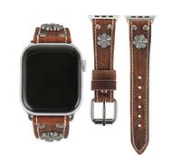 AsAlways Compatible for Apple Watch Bands 38/40/41/42/44/45/46/49 mm, Adjustable Genuine Leather Rugged Sport Smart Watch Straps for Women