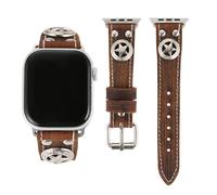 AsAlways Compatible for Apple Watch Bands 38/40/41/42/44/45/46/49 mm, Adjustable Genuine Leather Rugged Sport Smart Watch Straps for Women