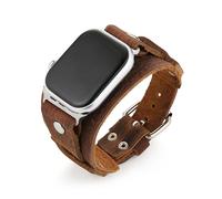 AsAlways Compatible for Apple Watch Bands 38/40/41/42/44/45/46mm, Adjustable Genuine Leather Gothic Steampunk Rugged Sport Smart Watch Straps