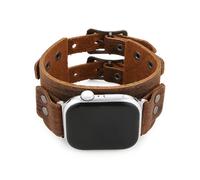 AsAlways Compatible for Apple Watch Bands 38/40/41/42/44/45/46mm, Adjustable Genuine Leather Gothic Steampunk Rugged Sport Smart Watch Straps