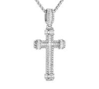 AsAlways Crystal Cross Necklace for Women Stainless Steel Large Shiny Rhinestone Silver Cross Necklace Jewelry Gift