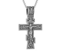 AsAlways Eastern Orthodox Cross Necklace for Men Women Retro Religious Jesus Crucifix Byzantine Cross Christian Pendant Necklace Jewelry Gift