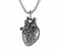 AsAlways Gothic Anatomical Heart Necklace Stainless Steel Pendant Human Organ Biology Charm Necklace