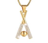 AsAlways Hip Hop Jewelry Iced Out Cross Baseball Bat Pendant Sports 18k Gold Plated Necklace for Men Women(Cross Baseball)
