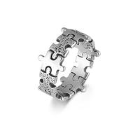 AsAlways Jigsaw Puzzle Ring for Men Women Stainless Steel Highly Polished Statement Ring Jewelry Gift, Metal, No Gemstone