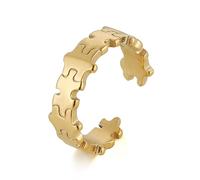 AsAlways Jigsaw Puzzle Ring for Women Stainless Steel Highly Polished Small Open Statement Ring Jewelry Gift, Metal, No Gemstone