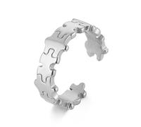 AsAlways Jigsaw Puzzle Ring for Women Stainless Steel Highly Polished Small Open Statement Ring Jewelry Gift, Metal, No Gemstone
