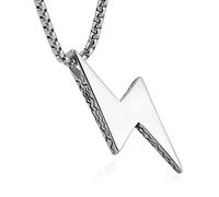 AsAlways Men Women Locomotive Street Punk Hip Hop Retro Minimalist Geometric Lightning Bolt Pendant Necklace
