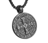 AsAlways Men's St Benedict Exorcism Pendant Necklace Stainless Steel Catholic Roman Cross Demon Protection Ghost Hunter(CSPB) 22 + 2 inch chain(Black)