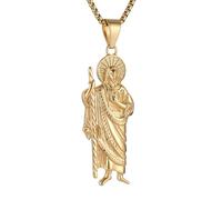 AsAlways Saint Jude Necklace for Men Stainless Steel Retro St Jude Thaddaeus Pendant Necklace Amulet Jewelry Gift