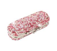 AsAlways Shiny Rhinestone Crystal Portable Lipstick Case with Mirror Portable Bling Diamonds Makeup Cosmetic Storage Holder for Travel Ladies Fashion(Pink)