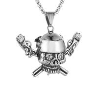 AsAlways Skull Necklace for Men Biker Stainless Steel Gothic Punk Large Skull Head Pendant Jewelry Gift