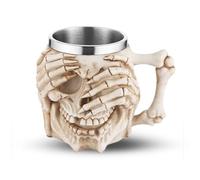 AsAlways Stainless Steel Skull Beer Mug Gothic Beer Stein Novelty Drinking Cup for Wine Coffee Halloween Accessory Gift 400ML/13.5OZ