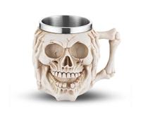 AsAlways Stainless Steel Skull Beer Mug Gothic Beer Stein Novelty Drinking Cup for Wine Coffee Halloween Accessory Gift 400ML/13.5OZ