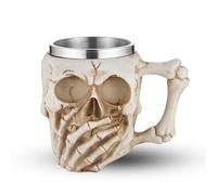 AsAlways Stainless Steel Skull Beer Mug Gothic Beer Stein Novelty Drinking Cup for Wine Coffee Halloween Accessory Gift 400ML/13.5OZ