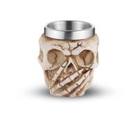 AsAlways Stainless Steel Skull Beer Mug Gothic Beer Stein Novelty Drinking Cup for Wine Coffee Tea Halloween Renaissance Accessory Gift 68ML/2.3OZ