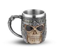 AsAlways Stainless Steel Skull Beer Mug Gothic Beer Stein Novelty Wine Coffee Drinking Cup Halloween Renaissance Accessory Gift 400ML/13.5OZ