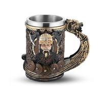 AsAlways Stainless Steel Viking Beer Mug Large Drinking Cup Medieval Beer Stein Novelty Drinkware Halloween Accessory 600ML/20OZ