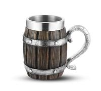 AsAlways Stainless Steel Wine Barrel Beer Mug Large Drinking Cup Medieval Beer Stein Novelty Drinkware Renaissance Accessory Gift 600ML/20OZ
