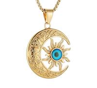 AsAlways Sun Moon Necklace for Men Stainless Steel Retro Evil Eye Pendant Necklace Jewelry Gift