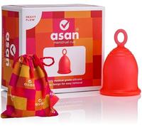 Asan Menstrual Cup - Heavy Flow | Easy Insertion & Removal with Special Ring Design | 12 Hour Leakproof Protection & Reusable | Medical Grade Silicone I Eco-Friendly Period Product & Storage Pouch