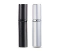 AsaNana Perfume Atomiser Refillable, Filling Technology without Funnel Empty Perfume Atomiser Spray Bottle for Travel Handbag on the Go - 5 ml (CLA-2P_Black & Silver)
