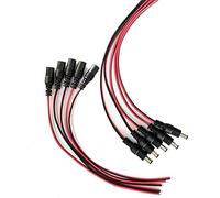 AsanWise 5Pairs DC Power Pigtail Cable Male Plug and Female Socket 2.1x5.5mm, 12V 5A for CCTV Security Camera and Lighting Power Adapter, 26cm