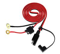 AsanWise SAE connection cable SAE with 10A fuse to O type copper terminal with dust cap Suitable for solar cell connection and transfer, 16AWG, car battery transfer etc 0.6m/1.97ft