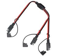 AsanWise SAE Y Splitter 1 to 2 SAE Extension Cord SAE Connection Cable 60cm 14AWG Solar Panel Photovoltaic Cable Male to Female Extension Cord Bullet SAE One Point Two