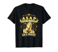 ASAP Always Say A Prayer Rosary Catholic Christian Value Graphic T-Shirt, Men, Black, L