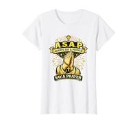 ASAP Always Say A Prayer Rosary Catholic Christian Value Graphic T-Shirt, Women, White, L