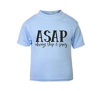 ASAP Always Stop and Pray Religious Faith Quote [FHSVG] Short Sleeve Cotton Toddler t Shirt, 3-4 Years, Pastel Blue