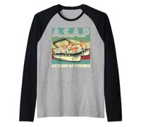 ASAP As Slow As Possible Retro Sloth Pontoon Boat Captain Raglan Baseball Tee