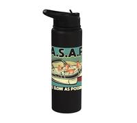 ASAP As Slow As Possible Retro Sloth Pontoon Boat Captain Stainless Steel Insulated Water Bottle