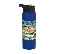 ASAP As Slow As Possible Retro Sloth Pontoon Boat Captain Stainless Steel Insulated Water Bottle