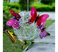 Asarly Outdoor Solar Butterfly Hanging Light, IP67 Waterproof LED Solar Garden Light Ball, Solar Lantern Fairy Lights Decoration of the Patio Yard