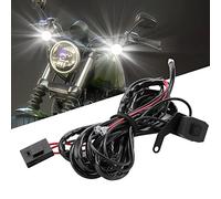 Asasytal Light Bar Wiring Harness, Motorcycle Aux Wiring Loom, On/Off Switch Relay Kit with 2 LED Leads for Motorbike Spot Lights Auxiliary/Fog Work Lamps, 1 Set