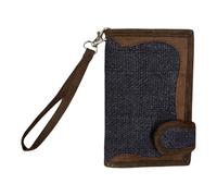Asatre Hemp Bifold Wallet for Men or Women - Navy Canvas with Faux Leather Trim, Multiple Card Slots, Slim Compact Design, Eco-Friendly Minimalist Wallet for Everyday Use