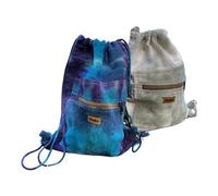 Asatre Hemp Drawstring Gym Bag, Travel Bag, Grocery Bag - Handmade Tie Dye Hemp Bag String Backpack, Tie Dye Blue, M, Natural and Tie Dye Drawstring Bag