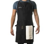 Asaya Chef, BBQ and Work Apron with Bottle Opener and Hand Towel - Durable 10oz Cotton Canvas, Brass Hardware and Cross Back Straps - For Men, Women, Grilling, and Cooking