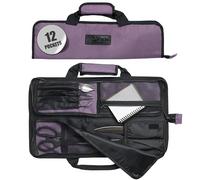 Asaya Chef Knife Roll Bag - 12 Pockets for Knives and Kitchen Utensils - Lightweight, Durable, and Stain Resistant Nylon - Perfect for the Traveling Chef - Knives not Included (Purple)