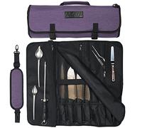 Asaya Chef Knife Roll Bag - 20 Total Pockets for Knives and Kitchen Utensils - Made with Stain Resistant Waxed Nylon - For Chefs and Culinary Students - Knives Not Included (Purple)